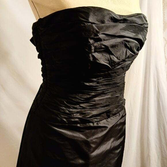 Rickie Freeman for Teri Jon Formal Mini Dress Sz 2 BLACK SILK Strapless Wedding - Picture 2 of 15
